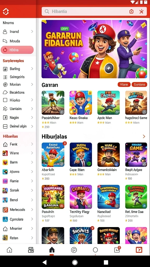 Screenshot menampilkan antarmuka utama LUCKYMINO yang menarik.