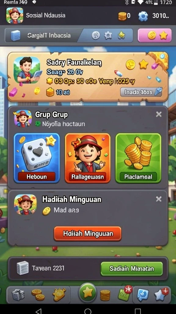 Tampilan utama game dengan karakter pilihan.
